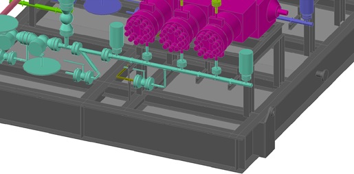 Reciprocating Pump with Discharge Pulsation Dampeners