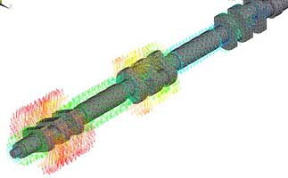 Torsional Analysis: Three-dimensional finite element model of a 6 throw compressor crankshaft – used to calculate mass-elastic data